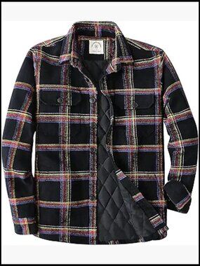 Flannel Lined Jacket Overshirt Lightweight Warm Button Down Coat